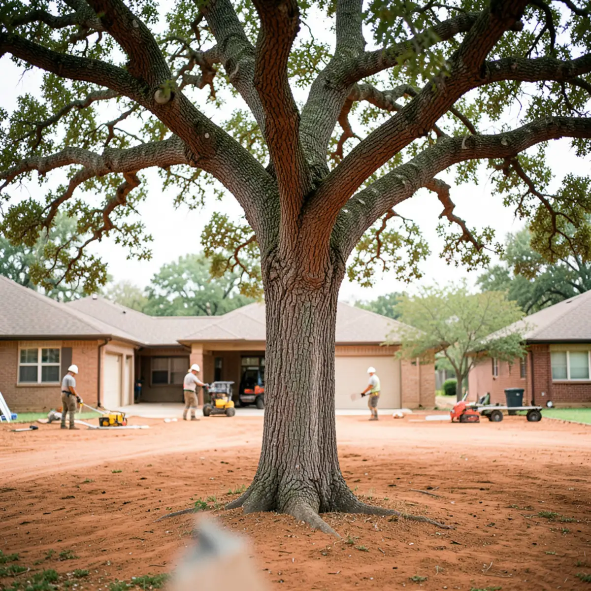 Ancient Cross Timbers post oak tree with healthy branching on a North Texas property