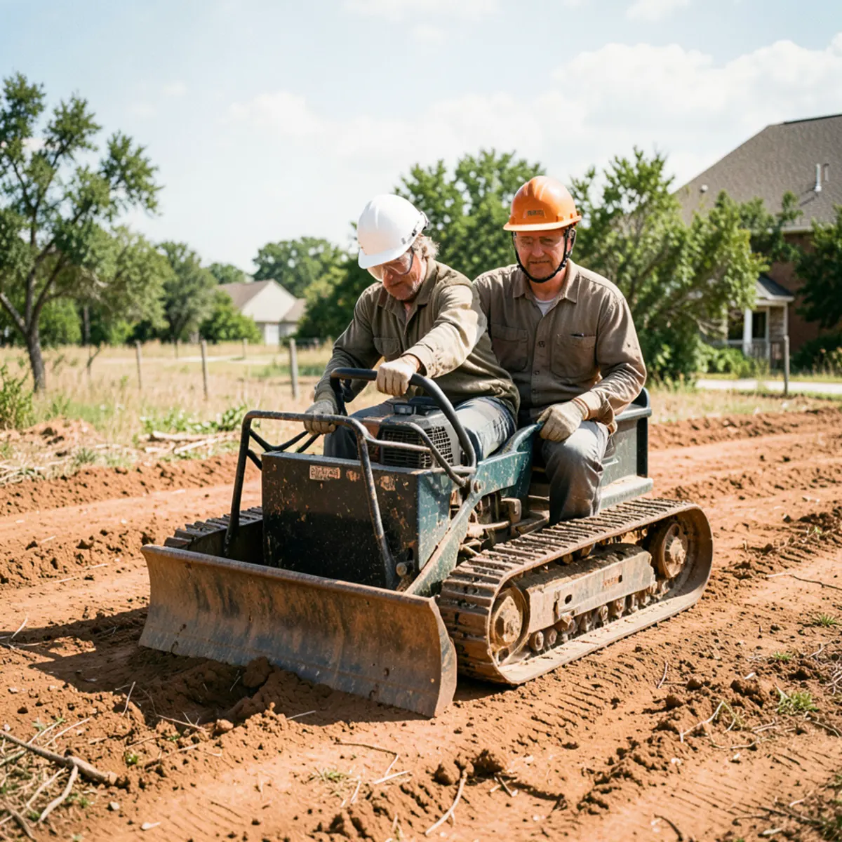 Compact track loader with forestry mulcher clearing dense Ashe juniper cedar on a Parker County ranch lot in Aledo